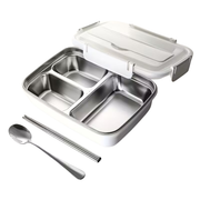 Vague Three Compartment Sealed Stainless Steel Lunch Box- Al Makaan Store
