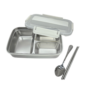 Vague Three Compartment Sealed Stainless Steel Lunch Box- Al Makaan Store