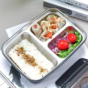 Vague Three Compartment Sealed Stainless Steel Lunch Box- Al Makaan Store