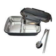 Vague Three Compartment Sealed Stainless Steel Lunch Box- Al Makaan Store