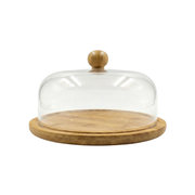 Vague Wooden Serving Cake Platter with Cover and Wooden Knob - Al Makaan Store