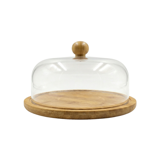 Vague Wooden Serving Cake Platter with Cover and Wooden Knob - Al Makaan Store