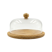 Vague Wooden Serving Cake Platter with Cover and Wooden Knob - Al Makaan Store