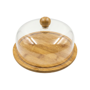 Vague Wooden Serving Cake Platter with Cover and Wooden Knob - Al Makaan Store