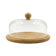 Vague Wooden Serving Cake Platter with Cover and Wooden Knob - Al Makaan Store