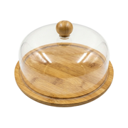 Vague Wooden Serving Cake Platter with Cover and Wooden Knob - Al Makaan Store
