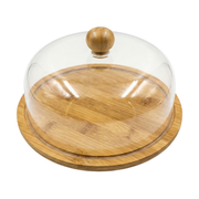 Vague Wooden Serving Cake Platter with Cover and Wooden Knob - Al Makaan Store