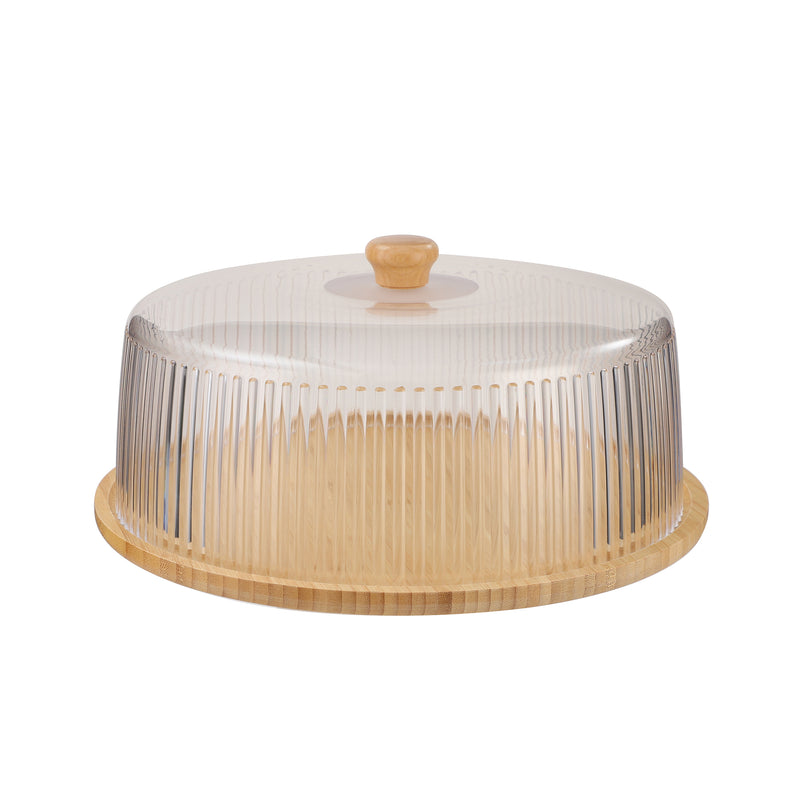 Vague Wooden Serving Cake Platter with Striped Cover 36 x 20 cm