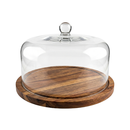 Vague Wooden Serving Cake Platter with Cover 27 x 20 cm - Al Makaan Store