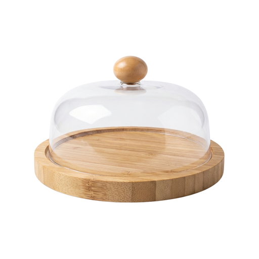 Vague Wooden Serving Cake Platter with Cover 13 x 10 cm - Al Makaan Store