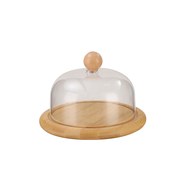 Vague Wooden Serving Cake Platter with Cover 13 x 10 cm