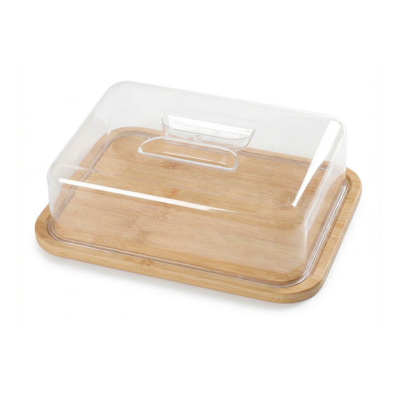 Vague Wooden Rectangular Serving Platter with Cover - Al Makaan Store