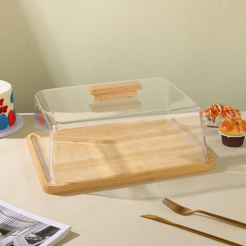 Vague Wooden Rectangular Serving Platter with Cover 36 x 27 x 12 cm