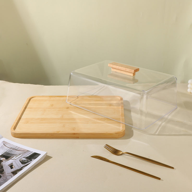 Vague Wooden Rectangular Serving Platter with Cover 36 x 27 x 12 cm