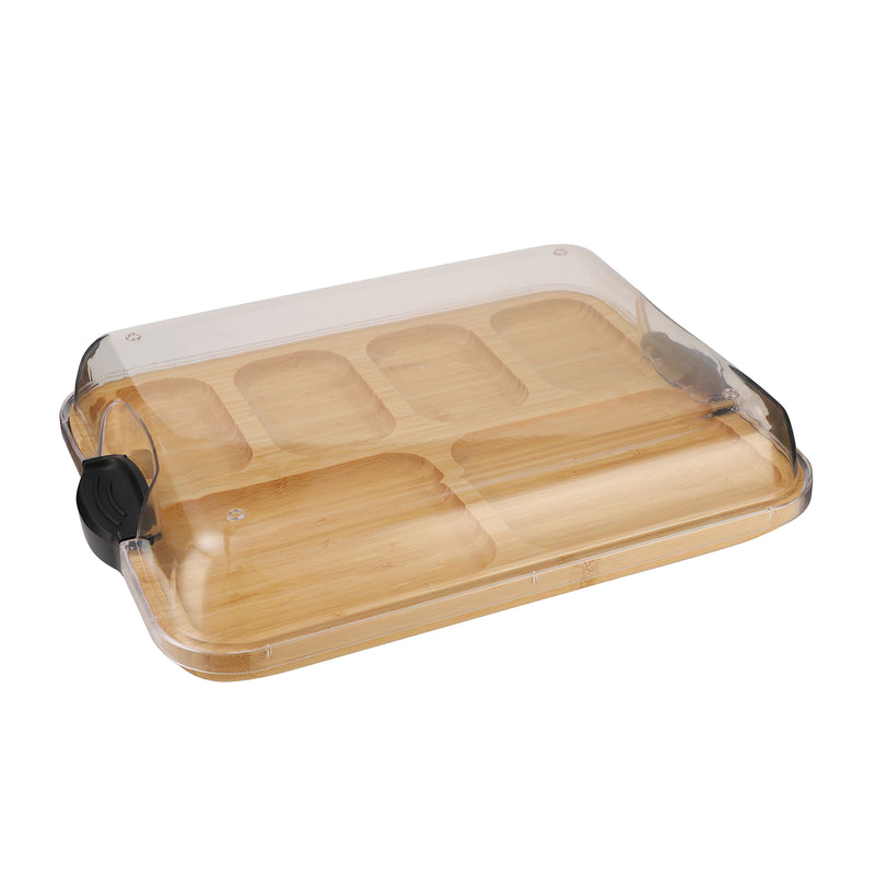 Vague Wooden Compartment Tray with Cover 39 x 29 x 7 cm