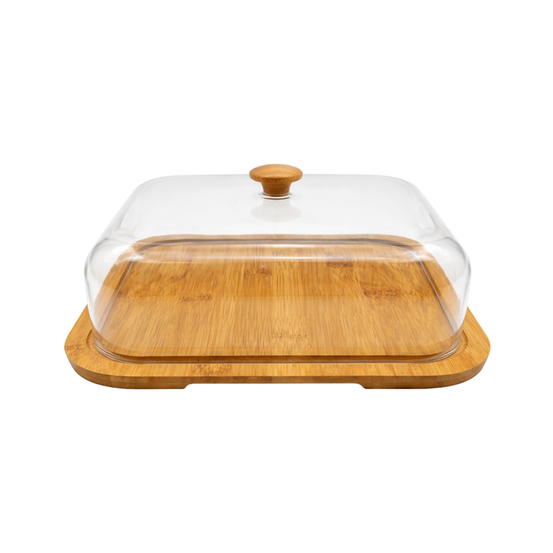 Vague Wooden Square Serving Platter with Cover - Al Makaan Store