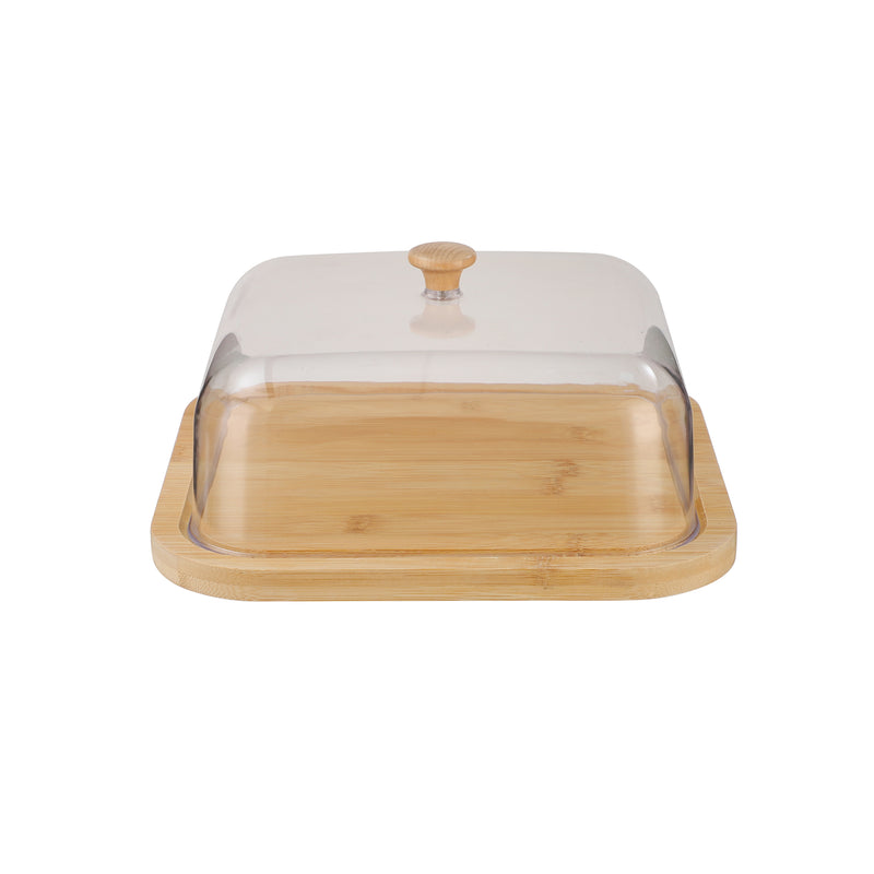 Vague Wooden Square Serving Platter with Cover