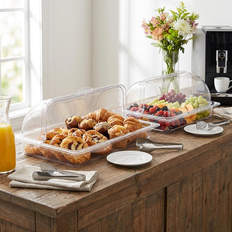 Vague Clear Roll Top Serving Tray - Base 32.5 x 26.5 x 6.5 cm