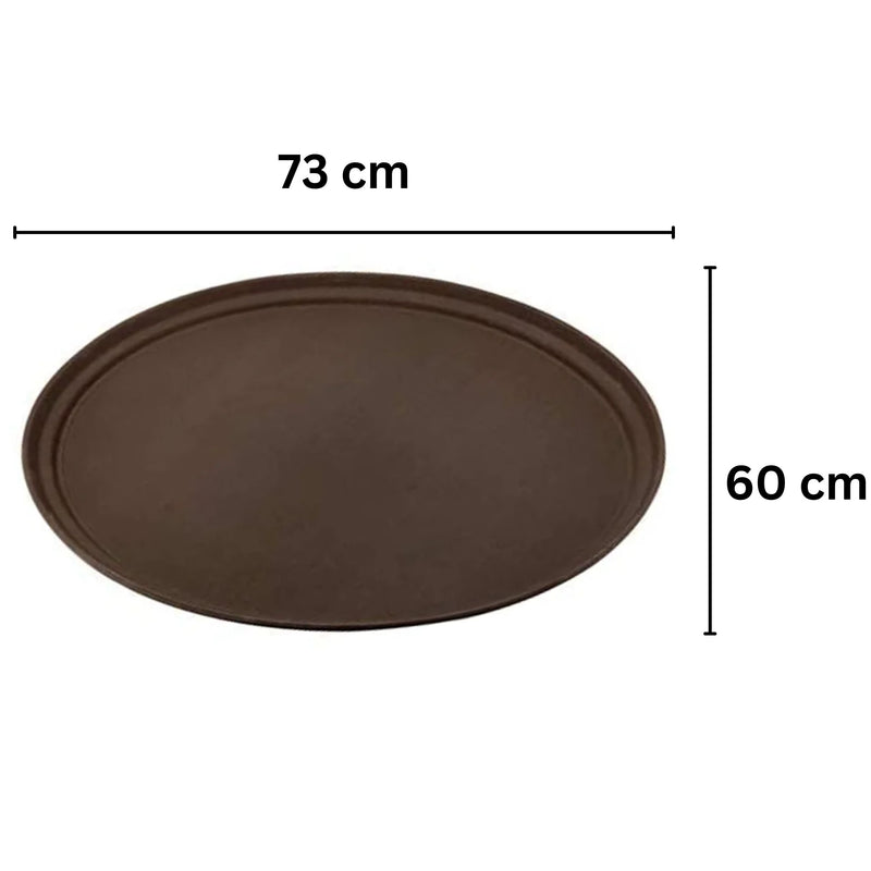 Vague Oval Non Slip Plastic Tray with Rubber