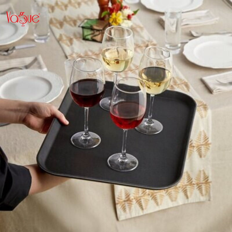 Vague Rectangular Non Slip Plastic Tray with Rubber