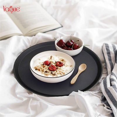 Vague Round Non Slip Plastic Tray with Rubber