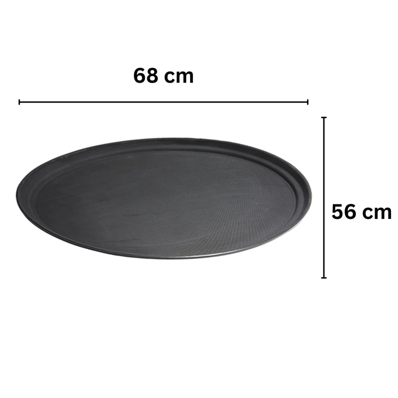 Vague Oval Non Slip Plastic Tray with Rubber
