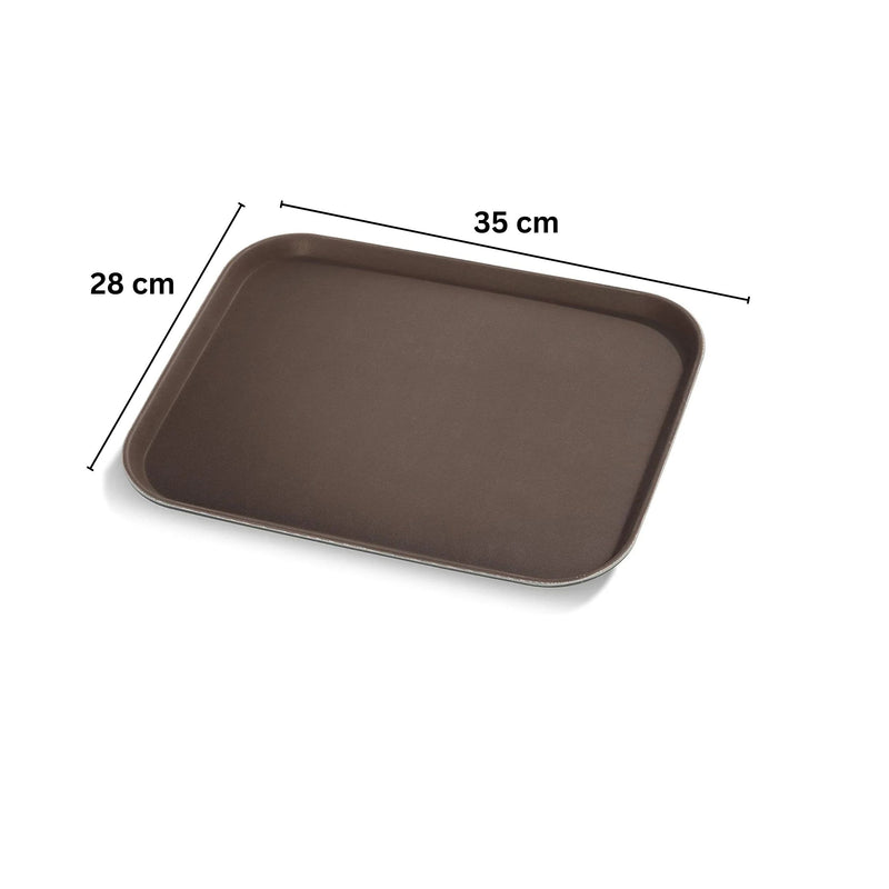 Vague Rectangular Non Slip Plastic Tray with Rubber
