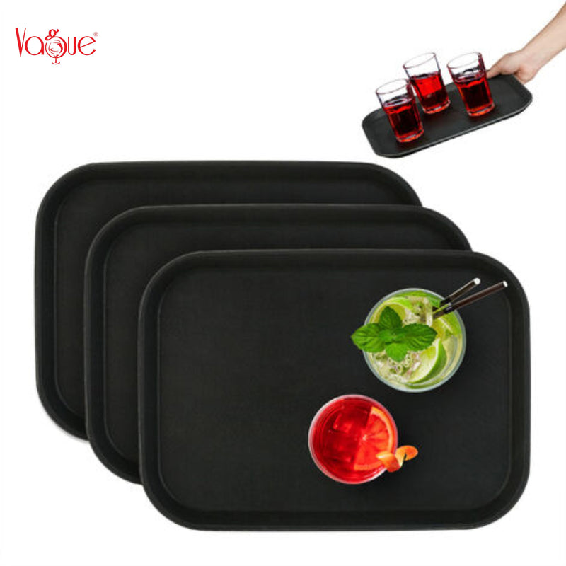 Vague Rectangular Non Slip Plastic Tray with Rubber