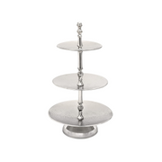 Vague Round 3 Tier Stand Stainless Steel Shiny Finish 36 cm India - Al Makaan Store