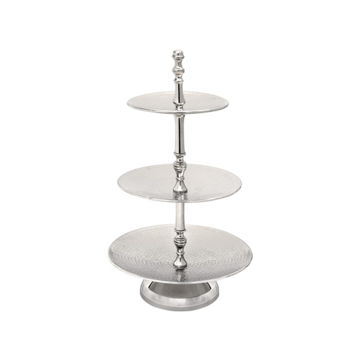 Vague Round 3 Tier Stand Stainless Steel Shiny Finish 36 cm India - Al Makaan Store