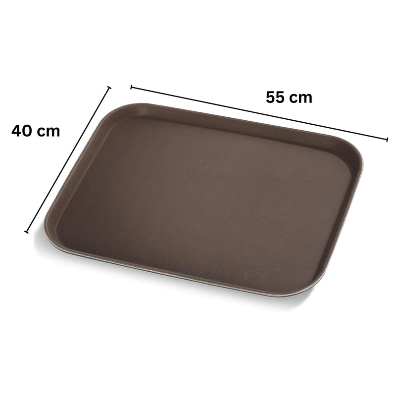 Vague Rectangular Non Slip Plastic Tray with Rubber