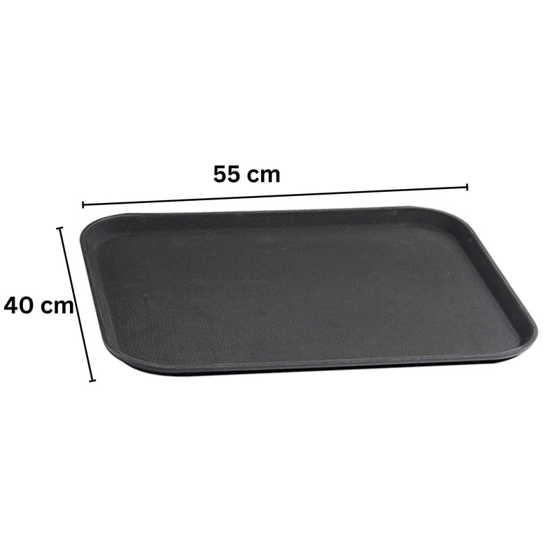 Vague Rectangular Non Slip Plastic Tray with Rubber