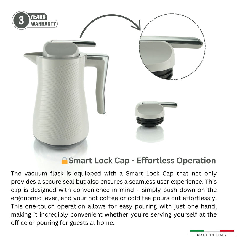 Via Veneto Safari Pearl Grey Tea & Coffee Vacuum Flask 700 ml & 1 Liter