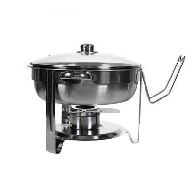 Vague Round Stainless Steel Chafing Dish with Glass Lid 4.5 Liters - Al Makaan Store