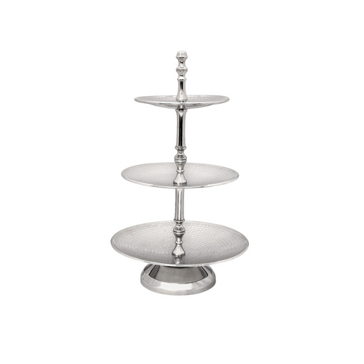 Vague Round 3 Tier Stand Stainless Steel Shiny Finish 36 cm India - Al Makaan Store