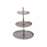 Vague Aluminium Round 3 Tier Stand with Stainless Steel 46 cm India - Al Makaan Store