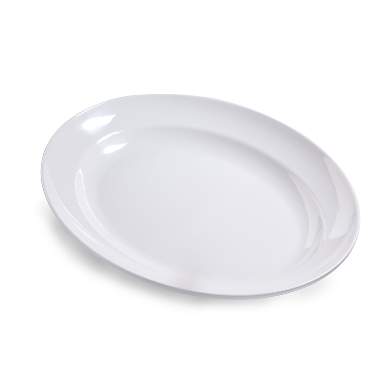 Vague White Melamine Oval Plate 10" - Al Makaan Store