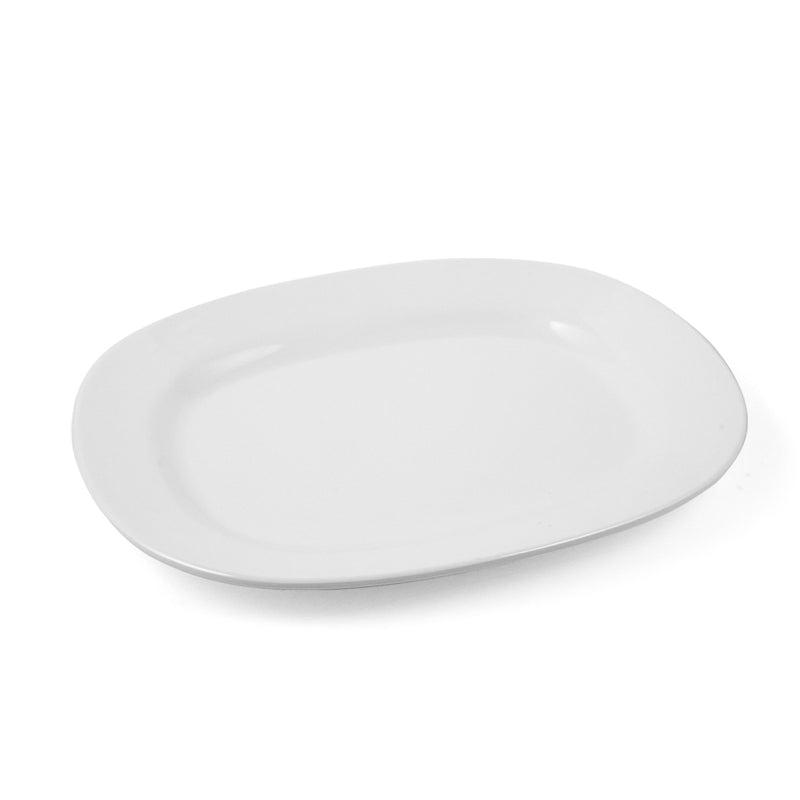 Vague White Melamine Rectangular Oval Plate 14" - Al Makaan Store