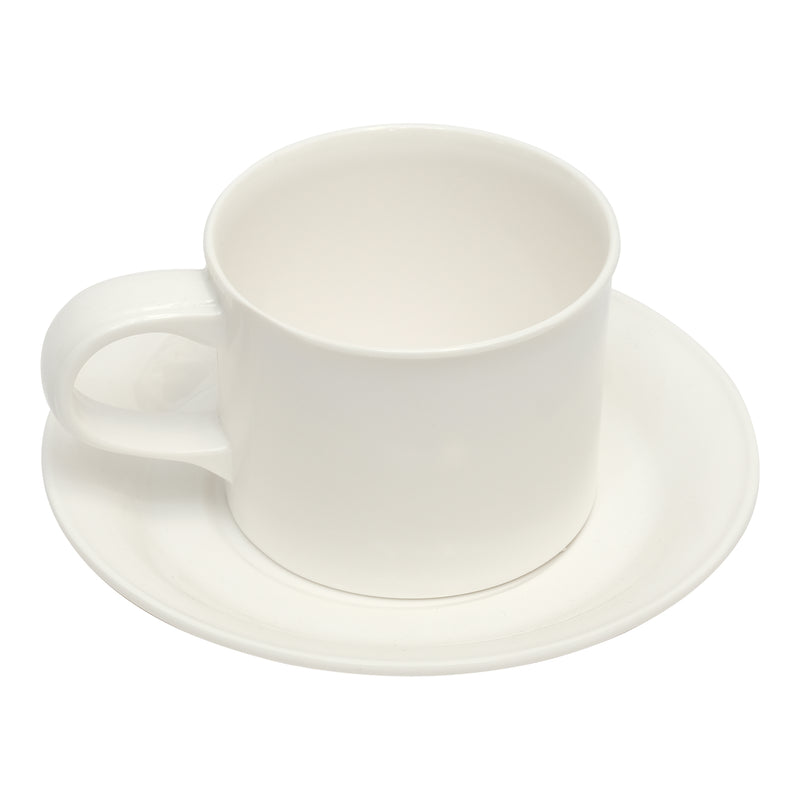 Vague White Melamine Coffee Cup 3.3" with Saucer 5.9"