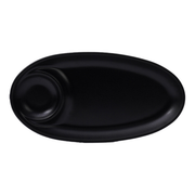 Vague Melamine Oval Platter with Sauce Hole Black Matt Finish - Al Makaan Store