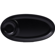 Vague Melamine Oval Platter with Sauce Hole Black Matt Finish - Al Makaan Store
