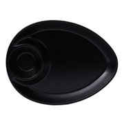 Vague Melamine Triangle Platter with Sauce Hole Black Matt Finish - Al Makaan Store