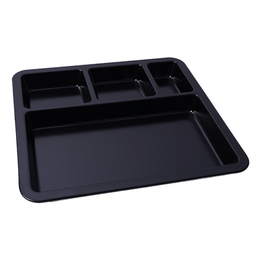 Vague Melamine Square 4 Compt. Divided Platter 28 cm Black Matt Finish - Al Makaan Store