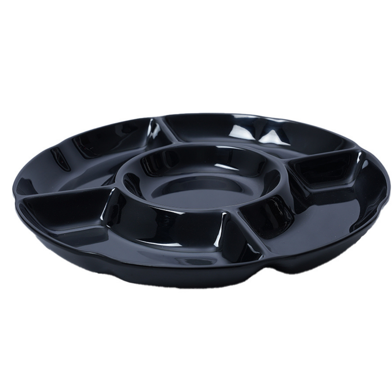 Vague Black Melamine Candy Box with 5 Partitions Ø24.3 cm - Al Makaan Store