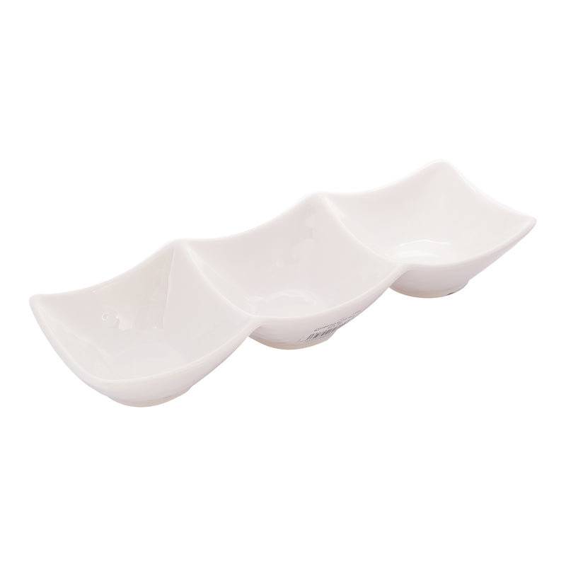 Vague Melamine Mezza Plate three comaprtments 24 cm x 8.4 cm x 4 cm - Al Makaan Store