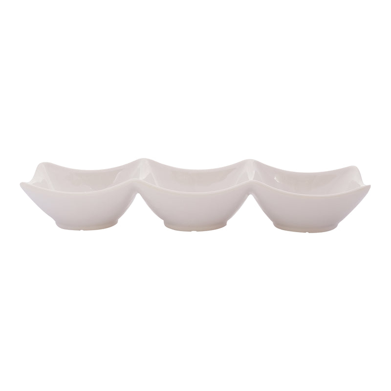 Vague Melamine Mezza Plate three comaprtments 24 cm x 8.4 cm x 4 cm - Al Makaan Store
