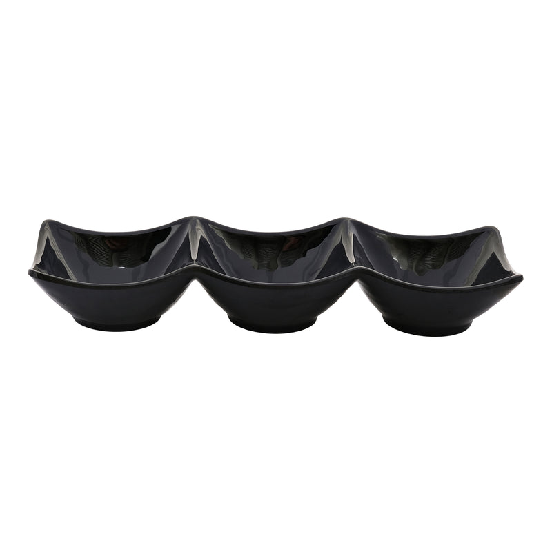 Vague Melamine Mezza Plate three comaprtments 24 cm x 8.4 cm x 4 cm - Al Makaan Store