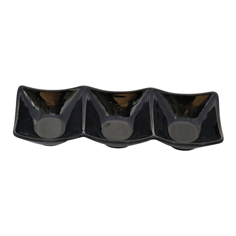 Vague Melamine Mezza Plate three comaprtments 24 cm x 8.4 cm x 4 cm - Al Makaan Store