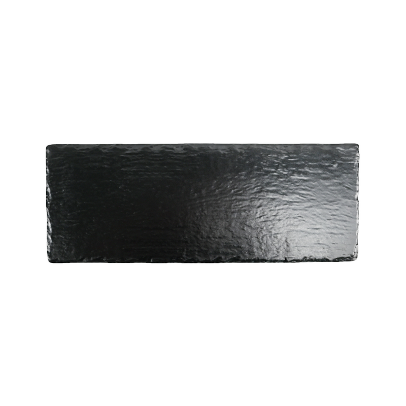 Vague Black Textured Melamine Rectangular Plain Plate