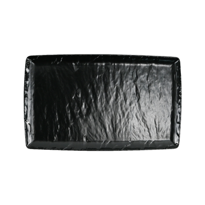 Vague Black Textured Melamine Rectangular Plate